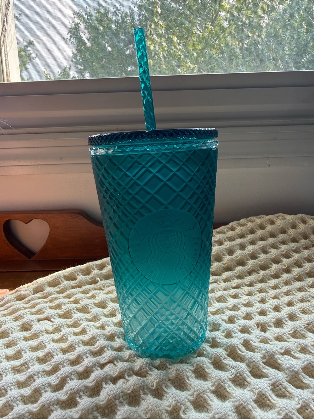 Starbucks Teal 15oz Diamond-Texture Reusable Cold Cup